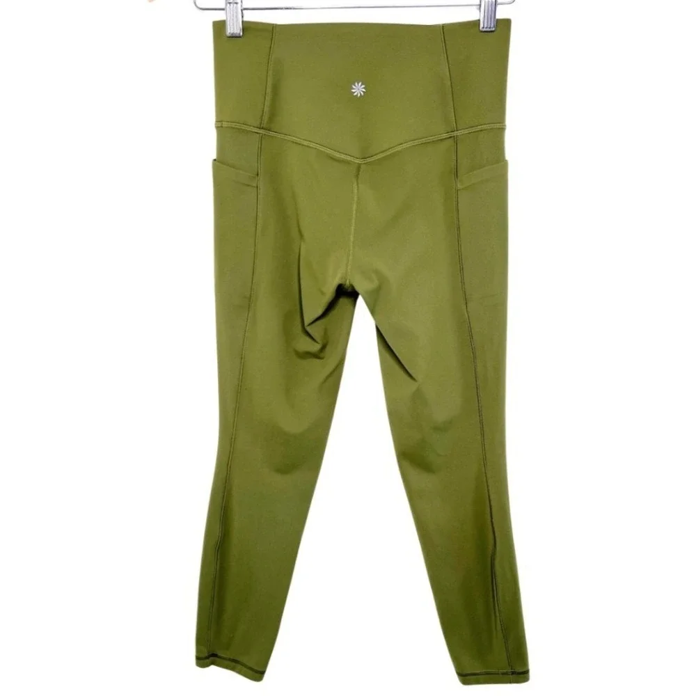 Athleta Salutation Stash Pocket II 7/8 Tight Olive Green High Rise Leggings S - Picture 4 of 8